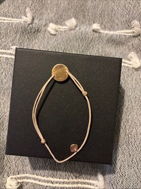 Thomas Sabo Gold Disc Charm Beige Cord Bracelet - Women Jewelry
